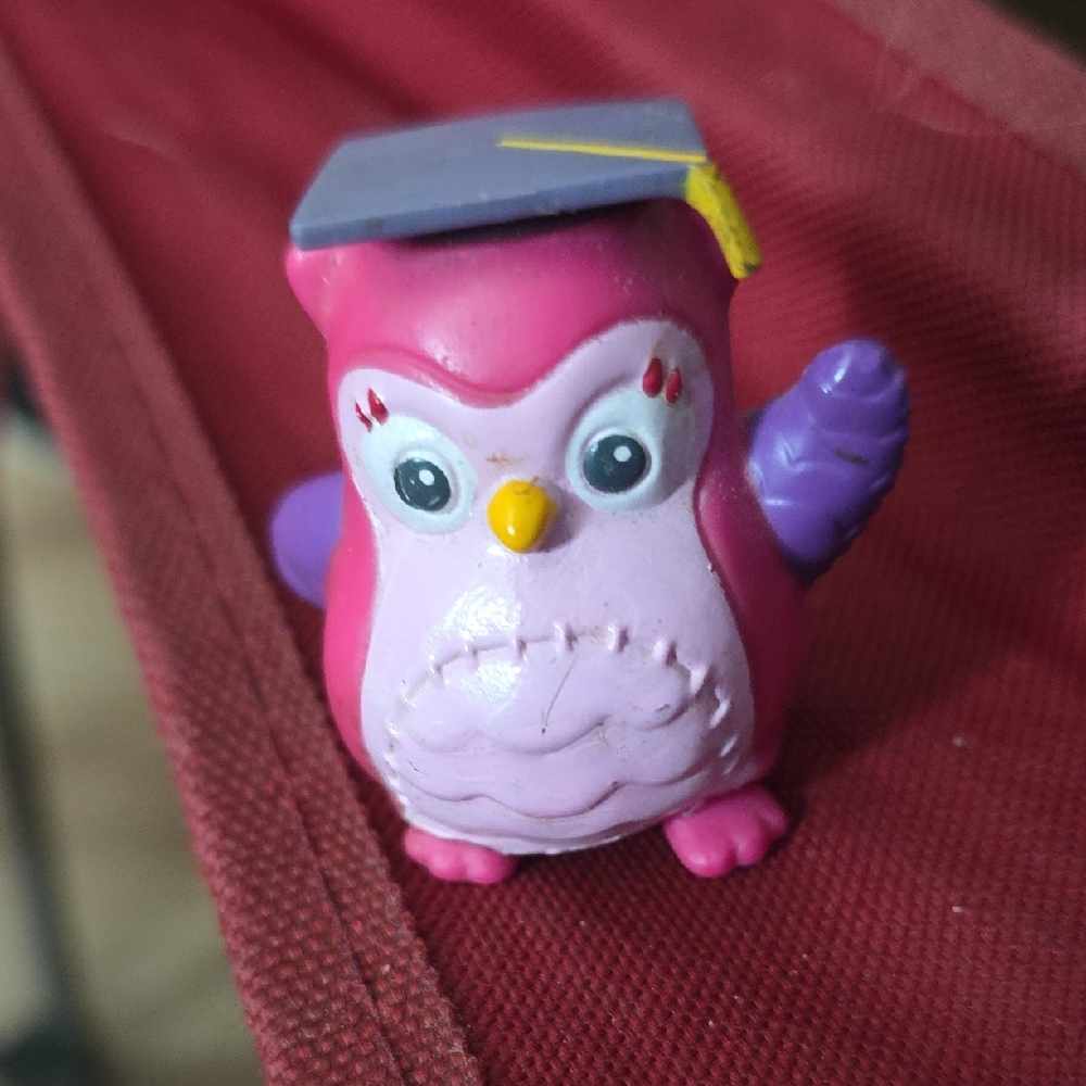 Pink Owl Figurine with Graduation Cap